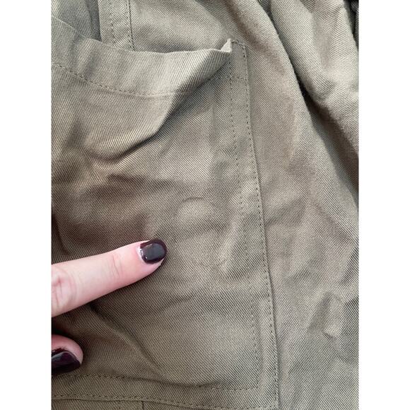 Love Tree Full Zip Tie Waist Pocket Parka Hooded Jacket Brown Green - Size Large - Picture 2 of 8